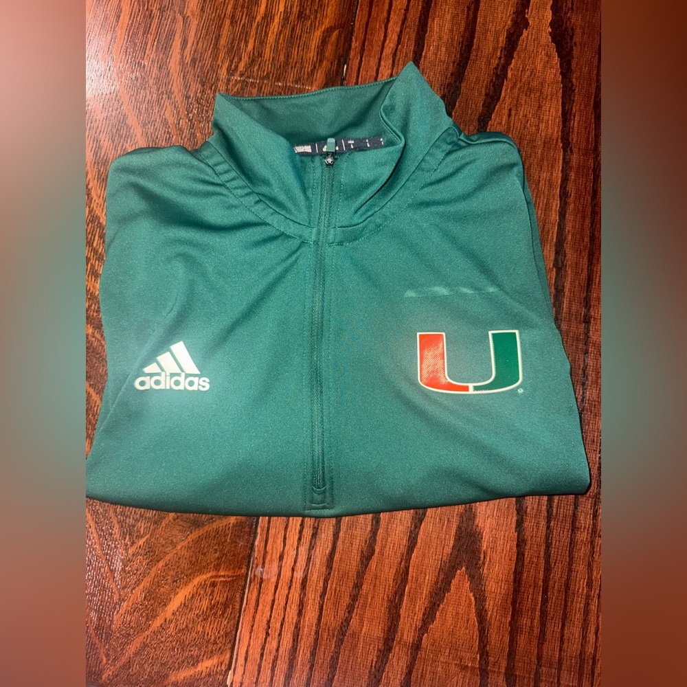 Adidas Green Miami Hurricanes Zip Pullover